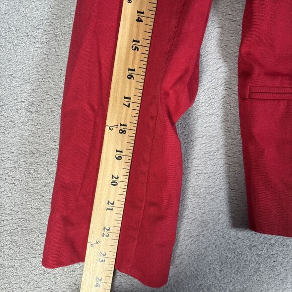 J Peterman Womens Red Mock Neck Button Up Blazer Jacket Classic Vintage Size 14 - Picture 8 of 16